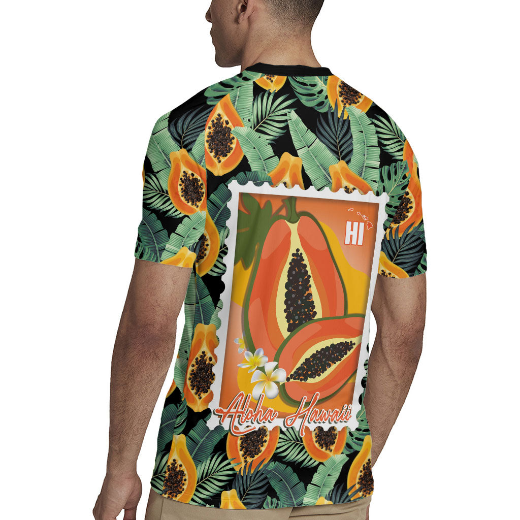 Aloha Hawaii Mikana Rugby Jersey Hawaiian Papaya Stylized Stamp LT14 - Polynesian Pride