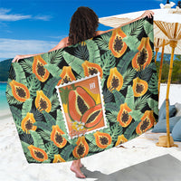 Aloha Hawaii Mikana Sarong Hawaiian Papaya Stylized Stamp LT14 One Size 44 x 66 inches Green - Polynesian Pride