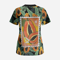Aloha Hawaii Mikana Scrub Top Hawaiian Papaya Stylized Stamp LT14 - Polynesian Pride