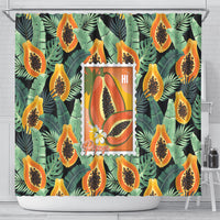 Aloha Hawaii Mikana Shower Curtain Hawaiian Papaya Stylized Stamp LT14 - Polynesian Pride