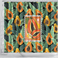 Aloha Hawaii Mikana Shower Curtain Hawaiian Papaya Stylized Stamp LT14 - Polynesian Pride
