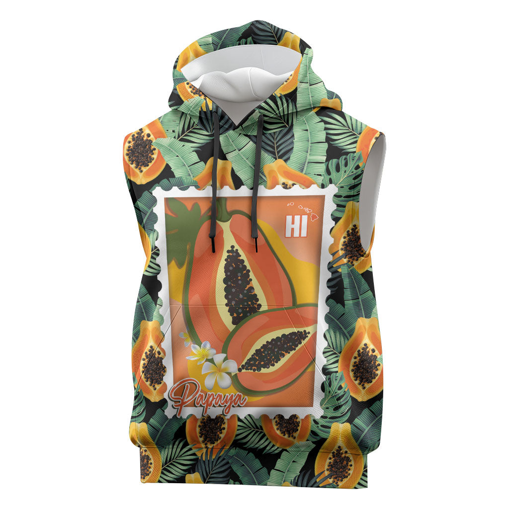 Aloha Hawaii Mikana Sleeveless Hoodie Hawaiian Papaya Stylized Stamp LT14 Green - Polynesian Pride