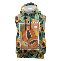 Aloha Hawaii Mikana Sleeveless Hoodie Hawaiian Papaya Stylized Stamp LT14 Green - Polynesian Pride