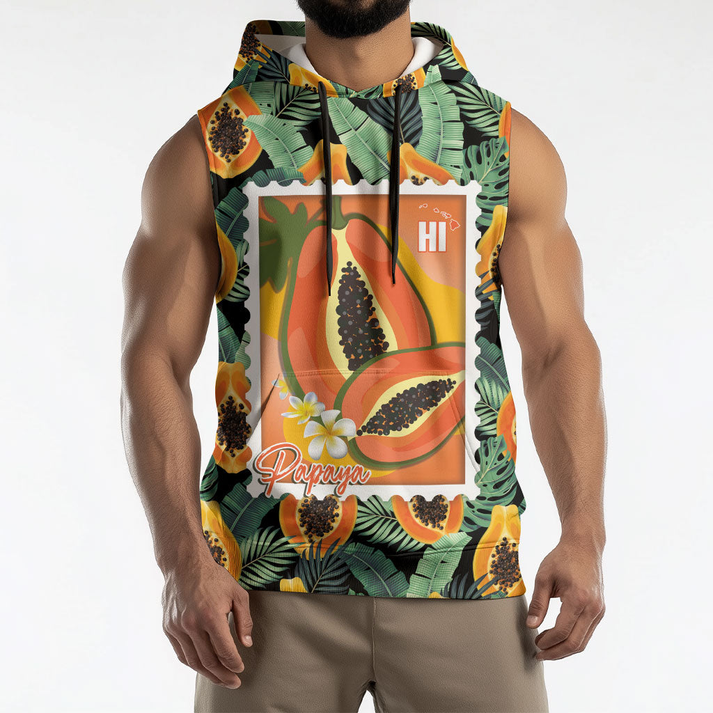Aloha Hawaii Mikana Sleeveless Hoodie Hawaiian Papaya Stylized Stamp LT14 - Polynesian Pride
