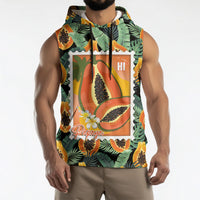 Aloha Hawaii Mikana Sleeveless Hoodie Hawaiian Papaya Stylized Stamp LT14 - Polynesian Pride