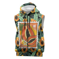Aloha Hawaii Mikana Sleeveless Zip Hoodie Hawaiian Papaya Stylized Stamp LT14 Green - Polynesian Pride