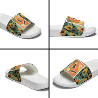 Aloha Hawaii Mikana Slide Sandals Hawaiian Papaya Stylized Stamp LT14 - Polynesian Pride