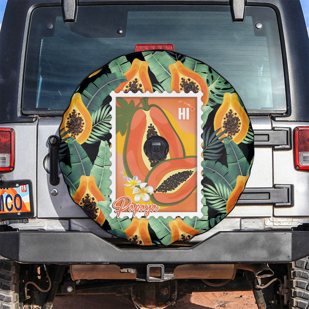 Aloha Hawaii Mikana Spare Tire Cover Hawaiian Papaya Stylized Stamp LT14 Green - Polynesian Pride