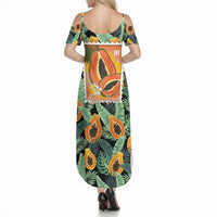 Aloha Hawaii Mikana Summer Maxi Dress Hawaiian Papaya Stylized Stamp LT14 - Polynesian Pride