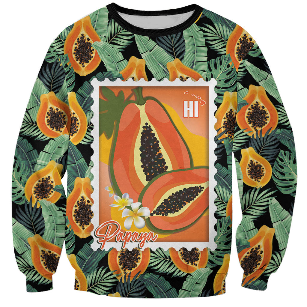 Aloha Hawaii Mikana Sweatshirt Hawaiian Papaya Stylized Stamp