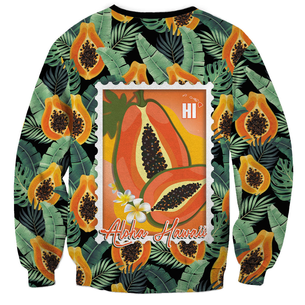 Aloha Hawaii Mikana Sweatshirt Hawaiian Papaya Stylized Stamp LT14 - Polynesian Pride