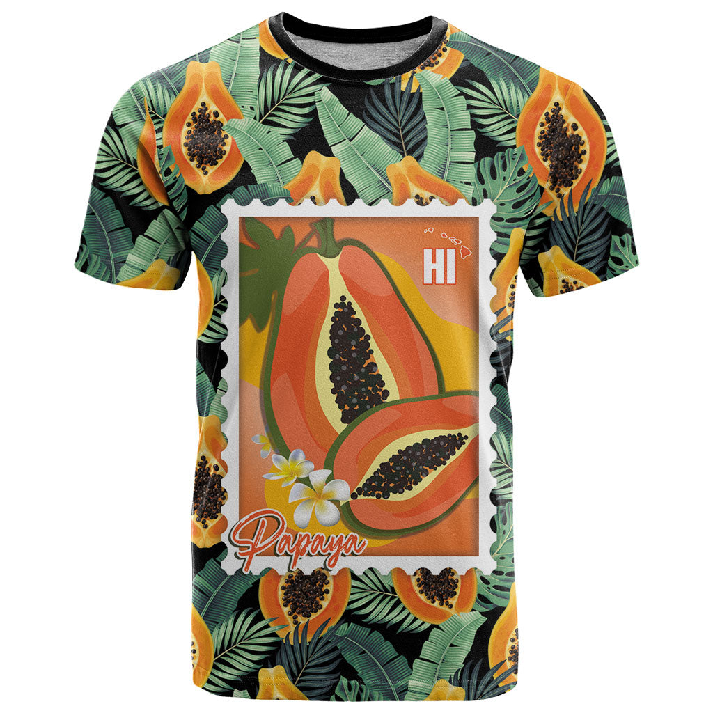 Aloha Hawaii Mikana T Shirt Hawaiian Papaya Stylized Stamp