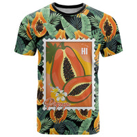 Aloha Hawaii Mikana T Shirt Hawaiian Papaya Stylized Stamp LT14 Green - Polynesian Pride