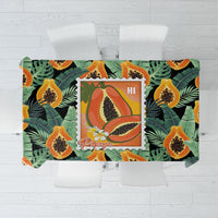 Aloha Hawaii Mikana Tablecloth Hawaiian Papaya Stylized Stamp LT14 Green - Polynesian Pride