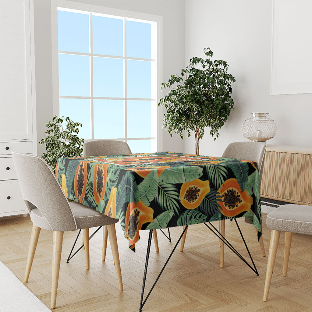 Aloha Hawaii Mikana Tablecloth Hawaiian Papaya Stylized Stamp LT14 - Polynesian Pride