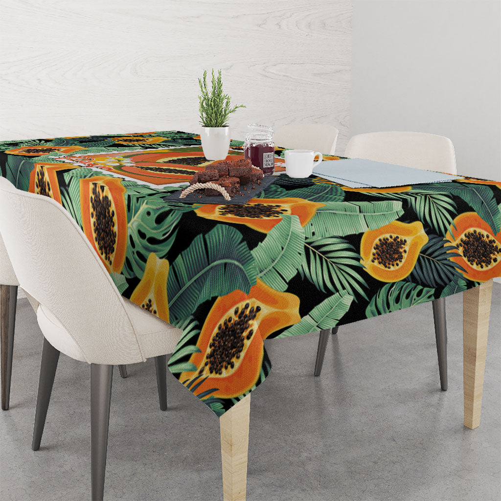 Aloha Hawaii Mikana Tablecloth Hawaiian Papaya Stylized Stamp LT14 - Polynesian Pride