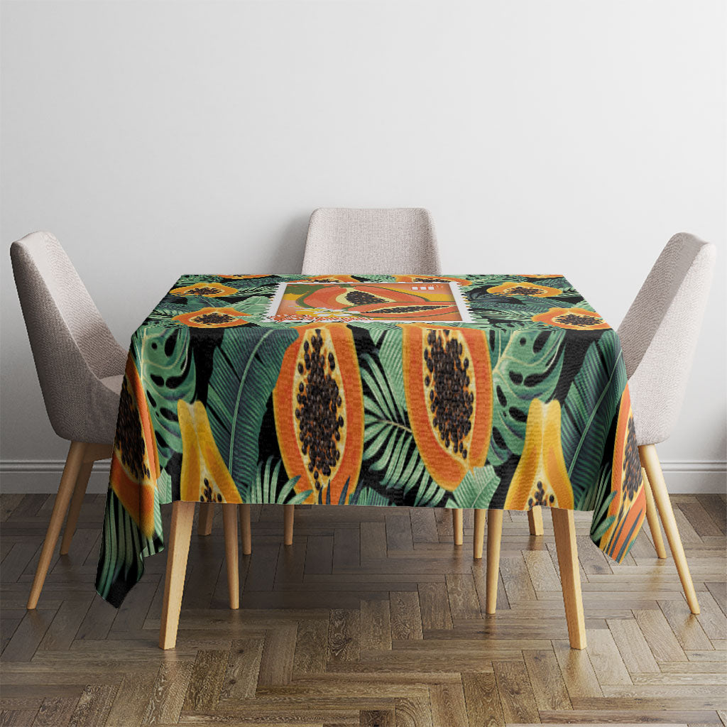 Aloha Hawaii Mikana Tablecloth Hawaiian Papaya Stylized Stamp LT14 - Polynesian Pride