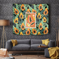 Aloha Hawaii Mikana Tapestry Hawaiian Papaya Stylized Stamp LT14 Green - Polynesian Pride