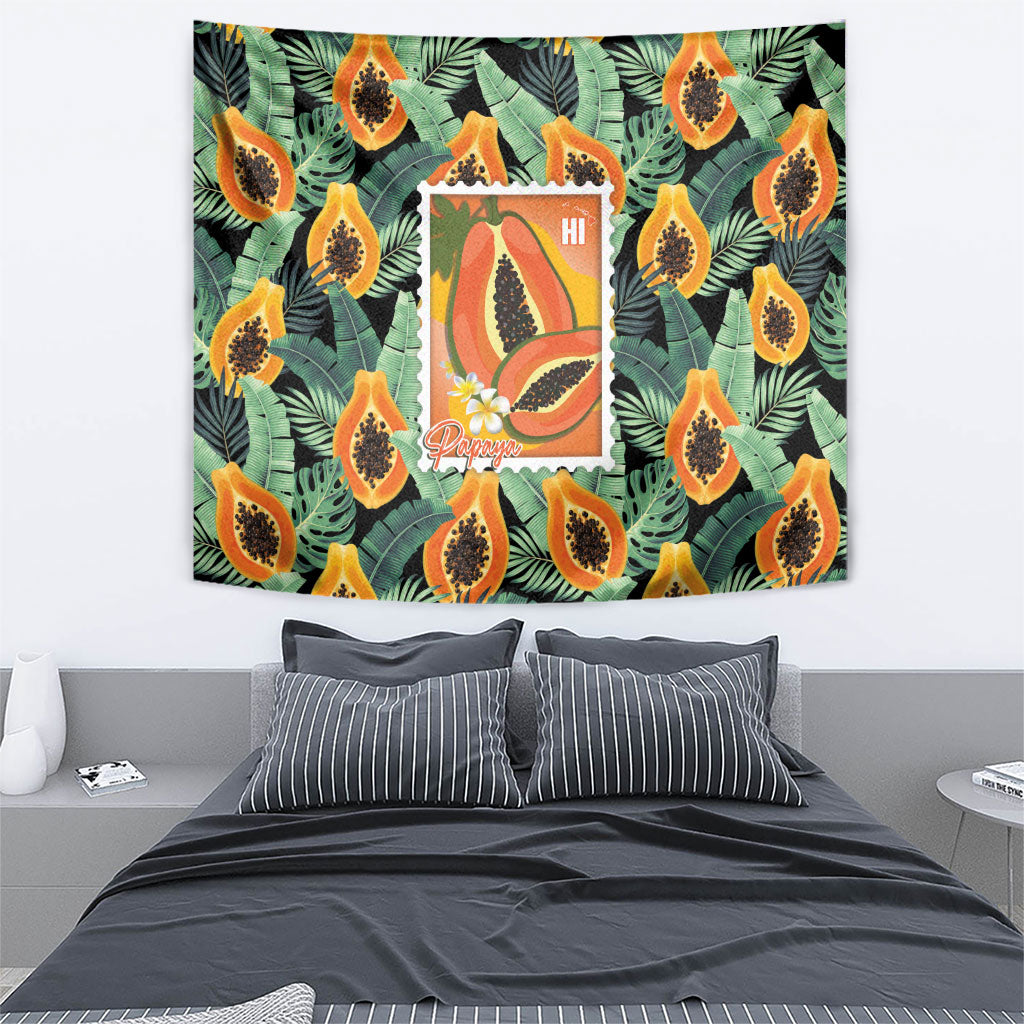 Aloha Hawaii Mikana Tapestry Hawaiian Papaya Stylized Stamp LT14 - Polynesian Pride