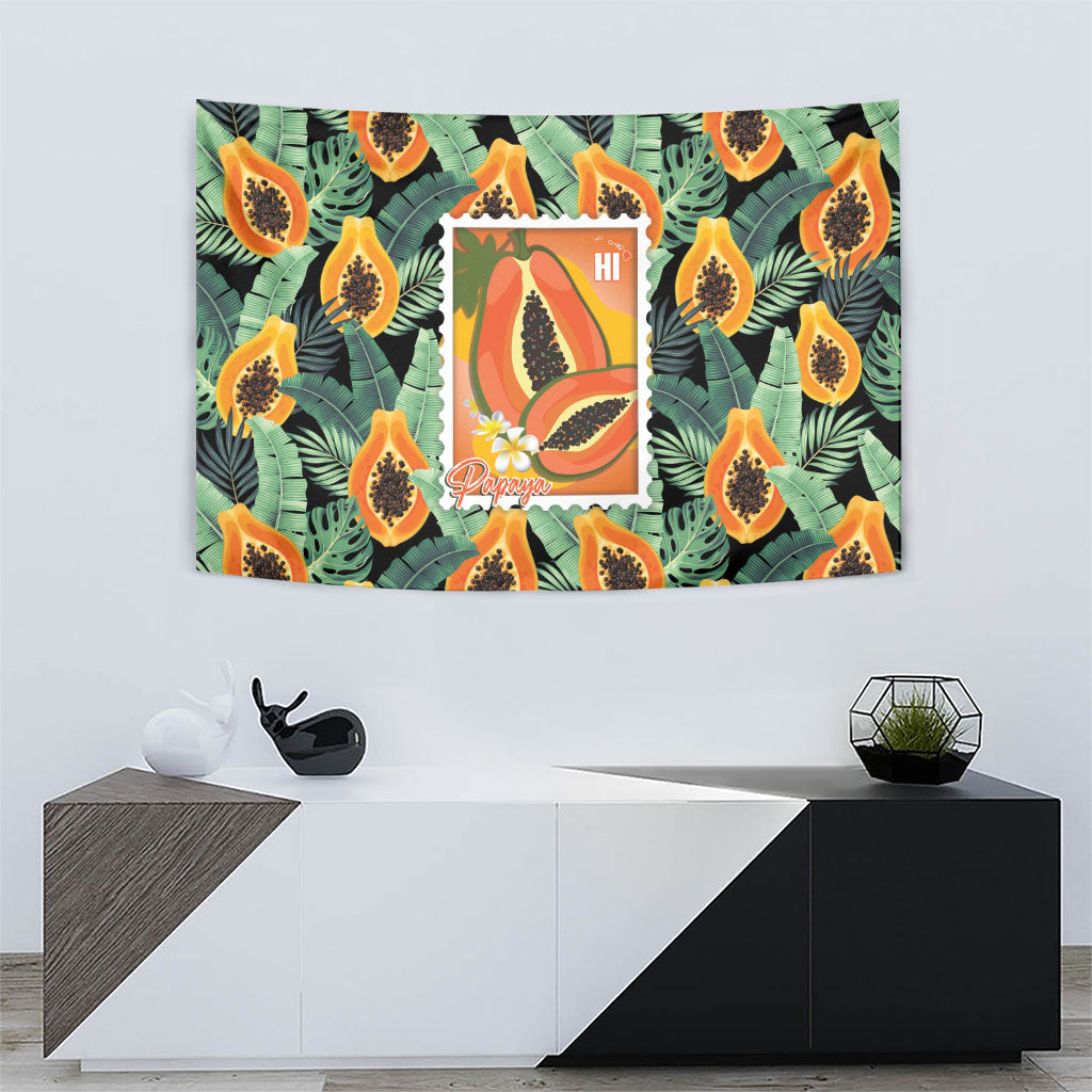 Aloha Hawaii Mikana Tapestry Hawaiian Papaya Stylized Stamp LT14 - Polynesian Pride