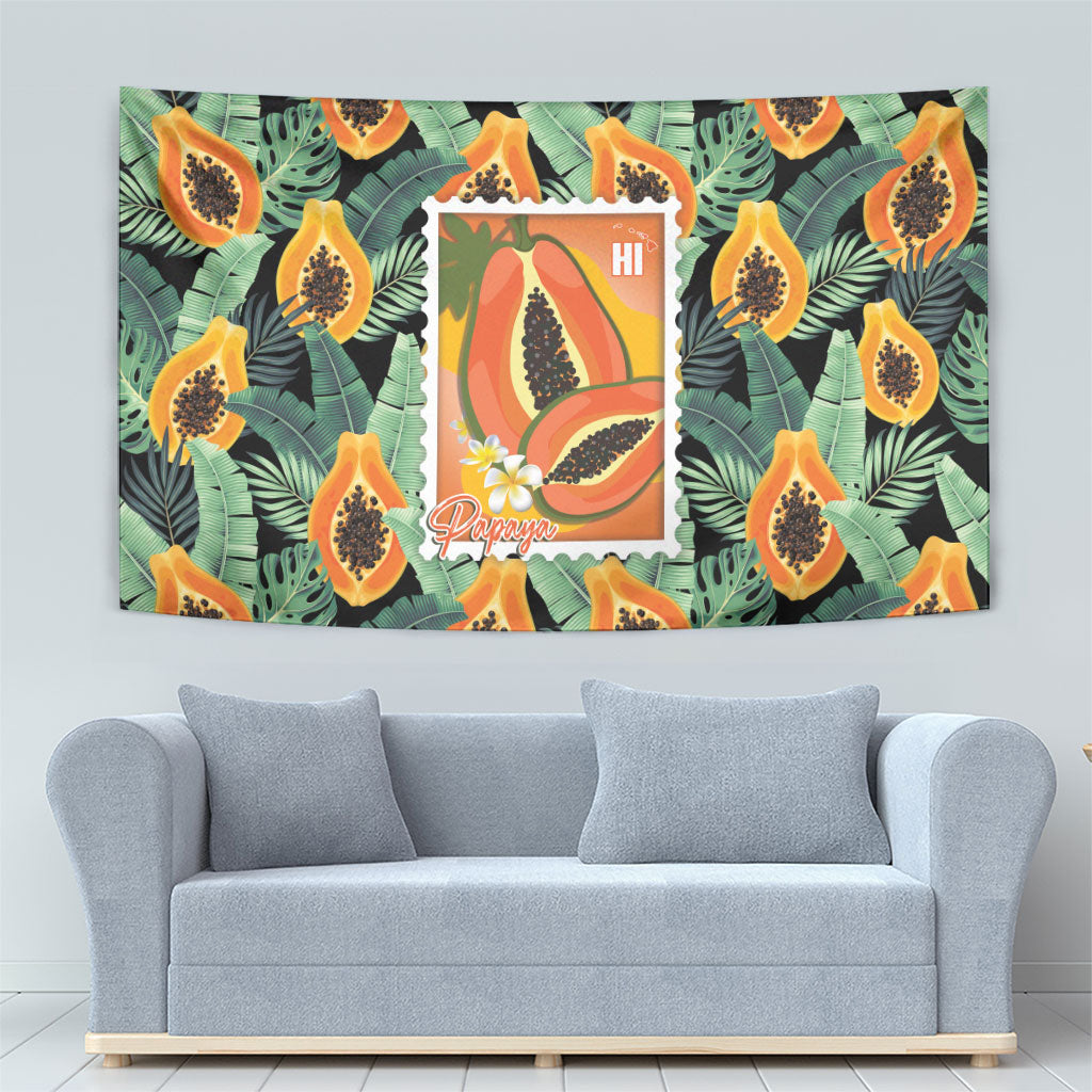Aloha Hawaii Mikana Tapestry Hawaiian Papaya Stylized Stamp LT14 - Polynesian Pride
