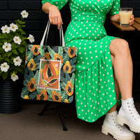 Aloha Hawaii Mikana Tote Bag Hawaiian Papaya Stylized Stamp LT14 - Polynesian Pride