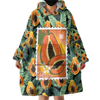 Aloha Hawaii Mikana Wearable Blanket Hoodie Hawaiian Papaya Stylized Stamp LT14 - Polynesian Pride