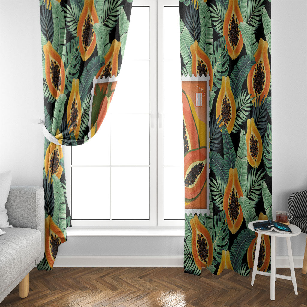 Aloha Hawaii Mikana Window Curtain Hawaiian Papaya Stylized Stamp LT14 - Polynesian Pride