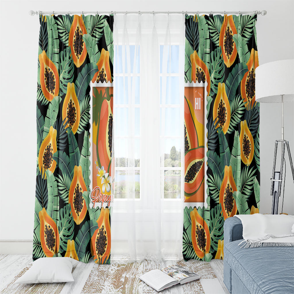 Aloha Hawaii Mikana Window Curtain Hawaiian Papaya Stylized Stamp LT14 - Polynesian Pride