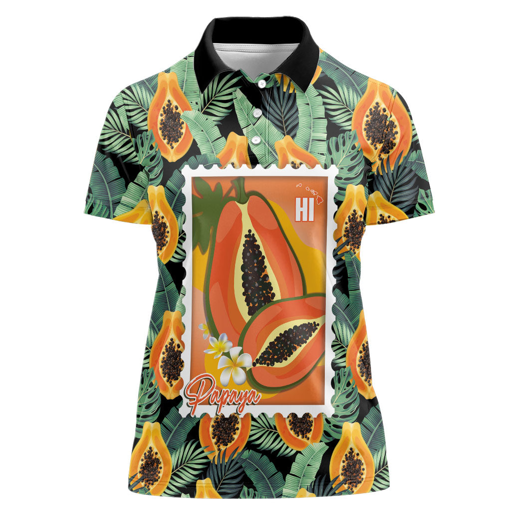 Aloha Hawaii Mikana Women Polo Shirt Hawaiian Papaya Stylized Stamp LT14 Female Green - Polynesian Pride