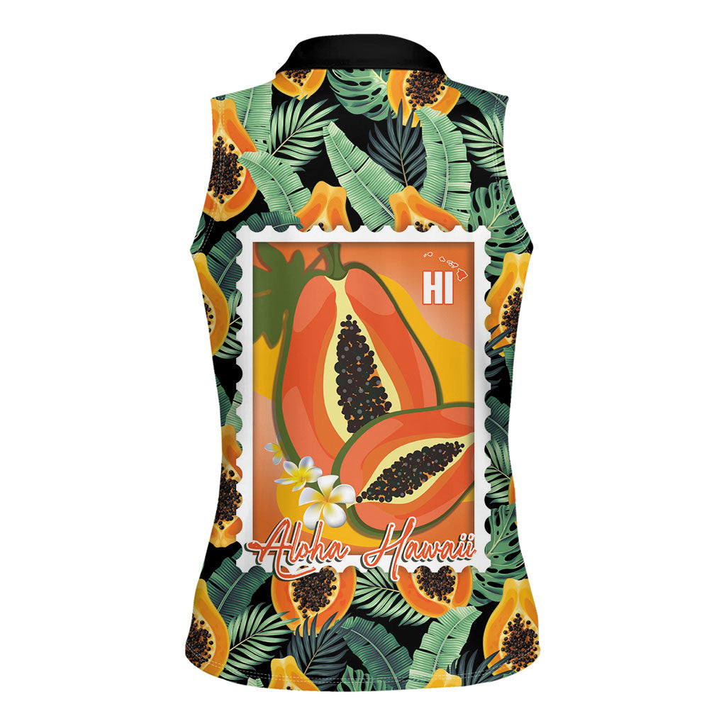 Aloha Hawaii Mikana Women Sleeveless Polo Shirt Hawaiian Papaya Stylized Stamp LT14 - Polynesian Pride