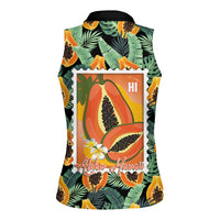 Aloha Hawaii Mikana Women Sleeveless Polo Shirt Hawaiian Papaya Stylized Stamp LT14 - Polynesian Pride