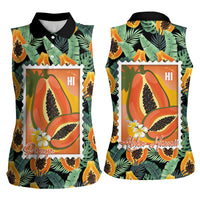 Aloha Hawaii Mikana Women Sleeveless Polo Shirt Hawaiian Papaya Stylized Stamp LT14 - Polynesian Pride