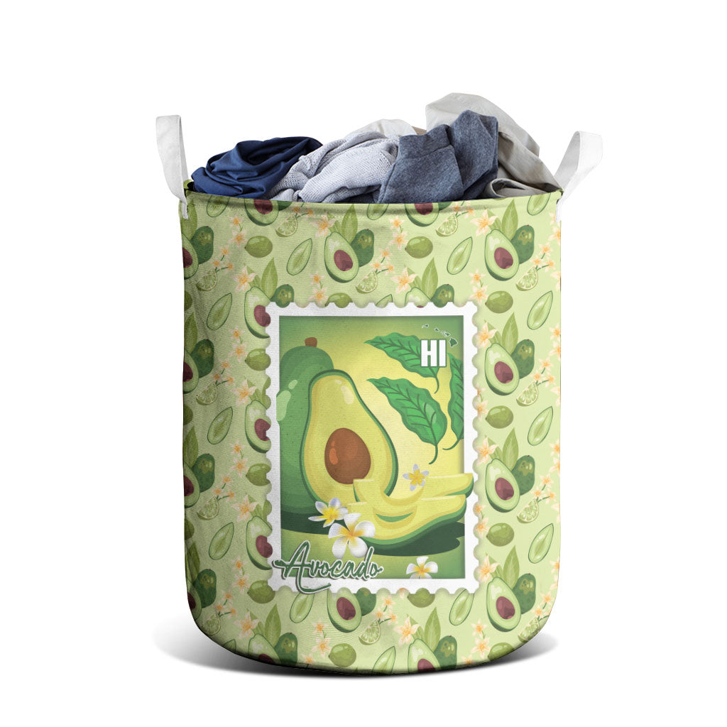 Aloha Hawaii Avocado Laundry Basket Hawaiian Fruit Stylized Stamp LT14 - Polynesian Pride