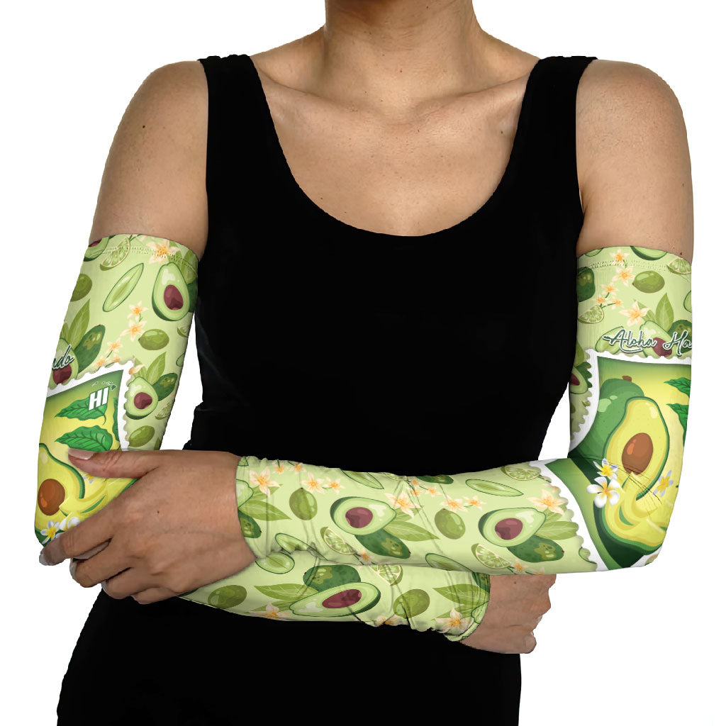 Aloha Hawaii Avocado Arm Sleeves Hawaiian Fruit Stylized Stamp LT14 - Polynesian Pride