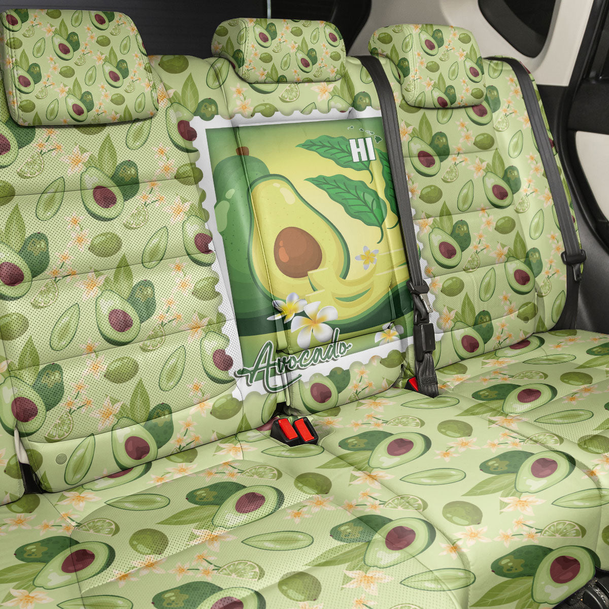 Aloha Hawaii Avocado Back Car Seat Cover Hawaiian Fruit Stylized Stamp LT14 - Polynesian Pride
