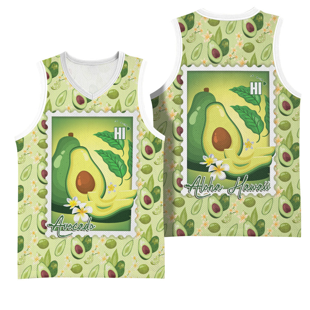 Aloha Hawaii Avocado Basketball Jersey Hawaiian Fruit Stylized Stamp LT14 - Polynesian Pride