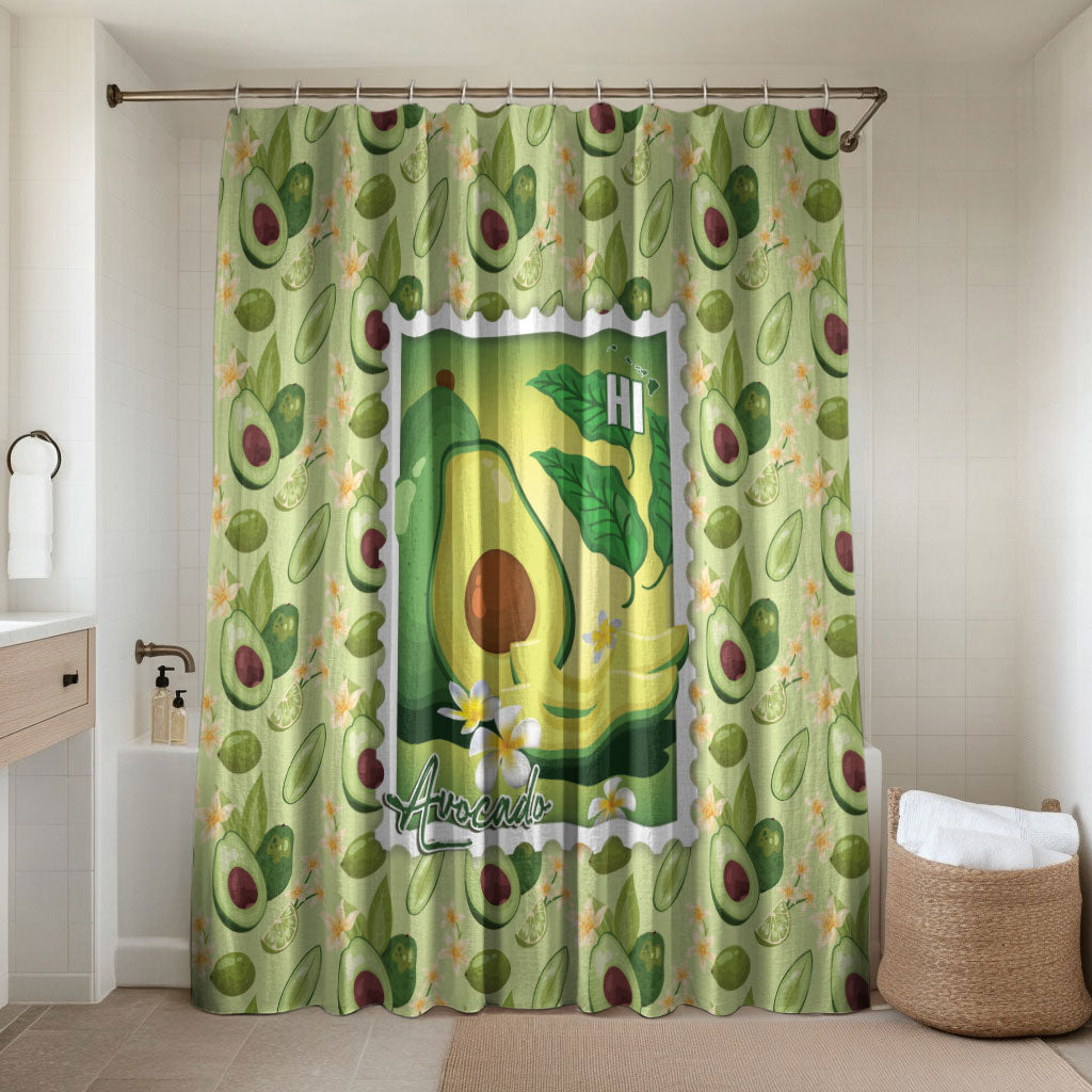 Aloha Hawaii Avocado Bathroom Set Hawaiian Fruit Stylized Stamp LT14 Shower Curtain Only Green - Polynesian Pride