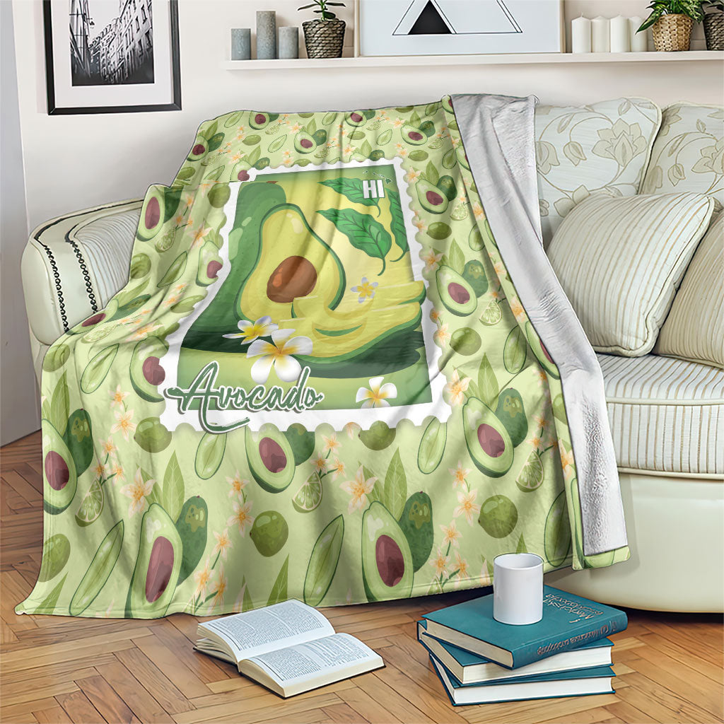 Aloha Hawaii Avocado Blanket Hawaiian Fruit Stylized Stamp LT14 Green - Polynesian Pride