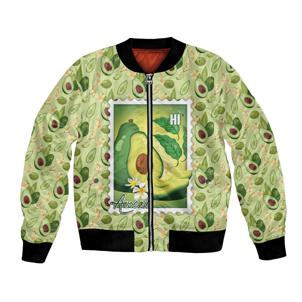 Aloha Hawaii Avocado Bomber Jacket Hawaiian Fruit Stylized Stamp LT14 Unisex Green - Polynesian Pride