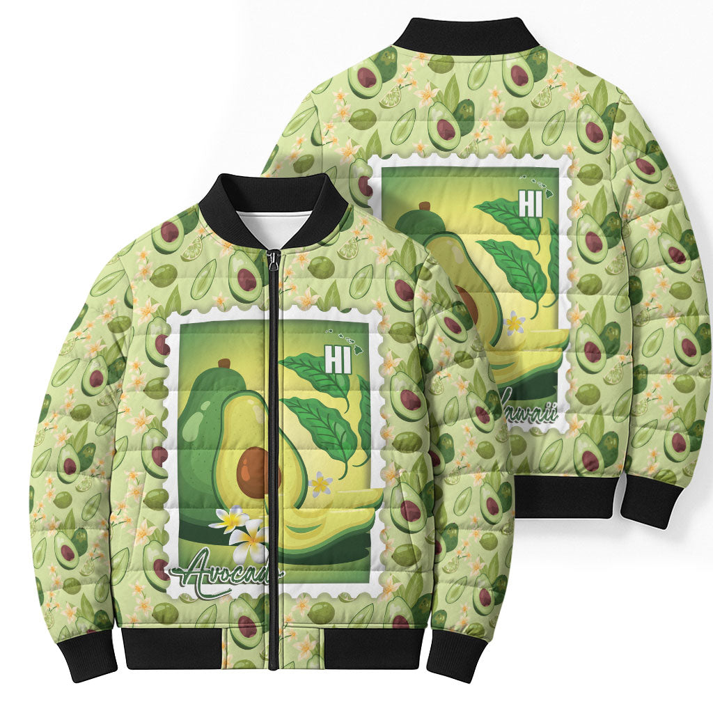 Aloha Hawaii Avocado Bomber Puffer Jacket Hawaiian Fruit Stylized Stamp LT14 - Polynesian Pride