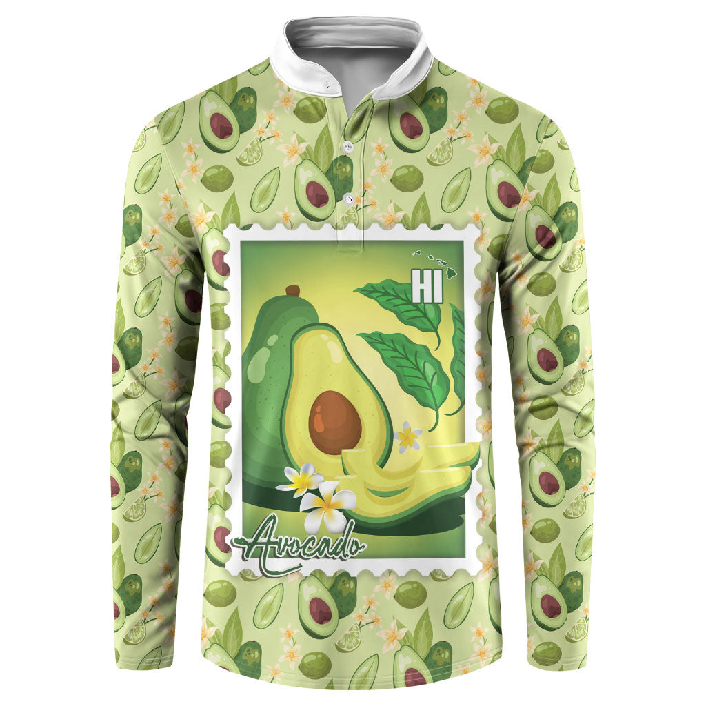 Aloha Hawaii Avocado Button Sweatshirt Hawaiian Fruit Stylized Stamp LT14 Green - Polynesian Pride