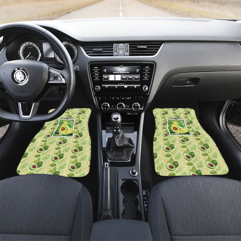Aloha Hawaii Avocado Car Mats Hawaiian Fruit Stylized Stamp LT14 Set 2pcs - Front Green - Polynesian Pride