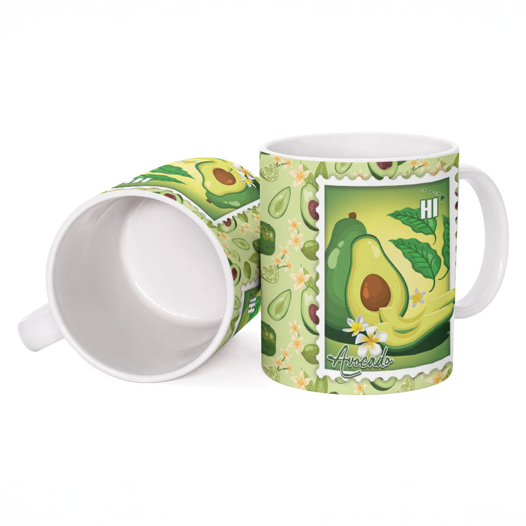 Aloha Hawaii Avocado Ceramic Mug Hawaiian Fruit Stylized Stamp LT14 - Polynesian Pride
