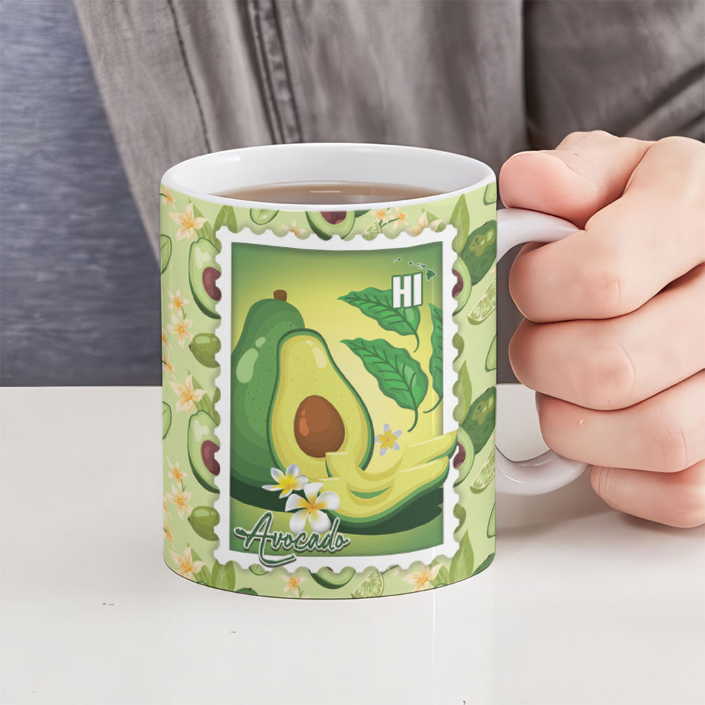 Aloha Hawaii Avocado Ceramic Mug Hawaiian Fruit Stylized Stamp LT14 - Polynesian Pride