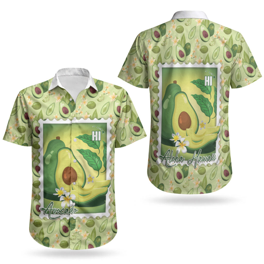 Aloha Hawaii Avocado Couples Matching Long Sleeve Bodycon Dress and Hawaiian Shirt Hawaiian Fruit Stylized Stamp LT14 - Polynesian Pride