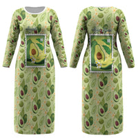 Aloha Hawaii Avocado Couples Matching Long Sleeve Bodycon Dress and Hawaiian Shirt Hawaiian Fruit Stylized Stamp LT14 - Polynesian Pride