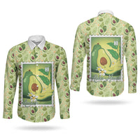 Aloha Hawaii Avocado Couples Matching Off Shoulder Maxi Dress and Long Sleeve Button Shirt Hawaiian Fruit Stylized Stamp LT14 - Polynesian Pride