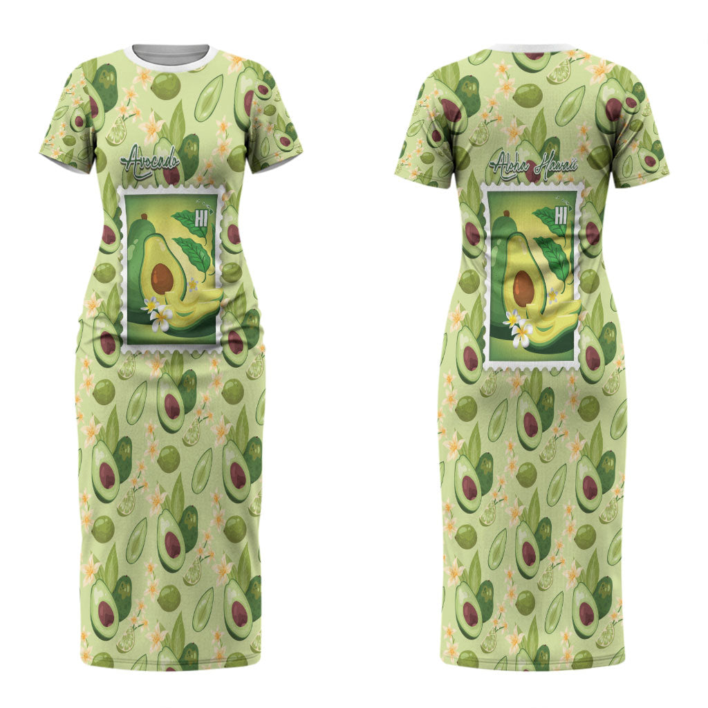 Aloha Hawaii Avocado Couples Matching Short Sleeve Bodycon Dress and Long Sleeve Button Shirt Hawaiian Fruit Stylized Stamp LT14 - Polynesian Pride