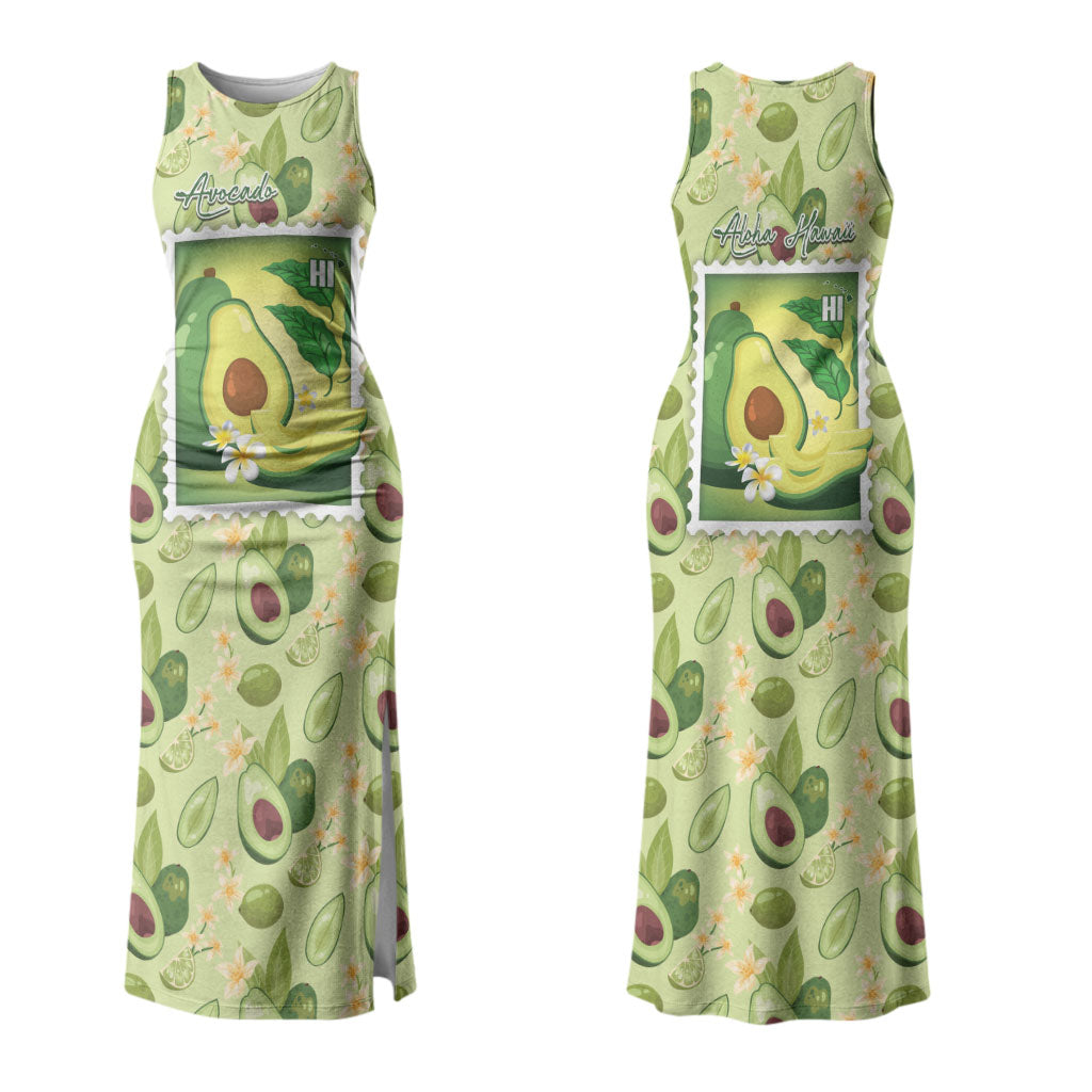 Aloha Hawaii Avocado Couples Matching Tank Maxi Dress and Hawaiian Shirt Hawaiian Fruit Stylized Stamp LT14 - Polynesian Pride
